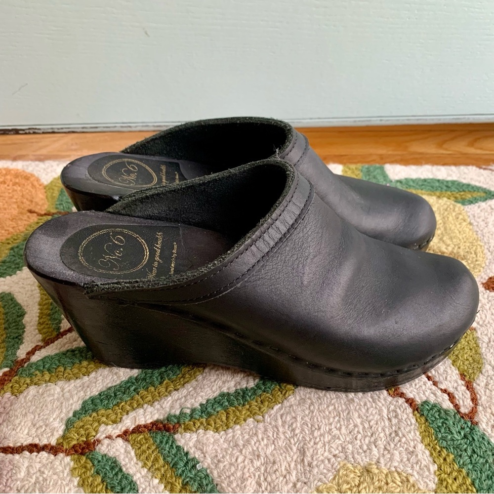 No. 6 Black leather clogs